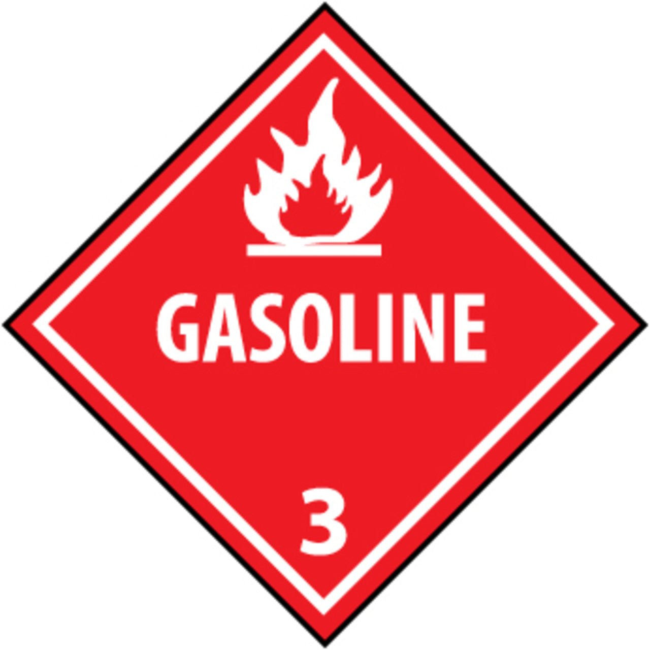 National Marker DL134P Adhesive Vinyl DOT Placard, Hazard Class 3 - Gasoline, 10 3/4in x 10 3/4in