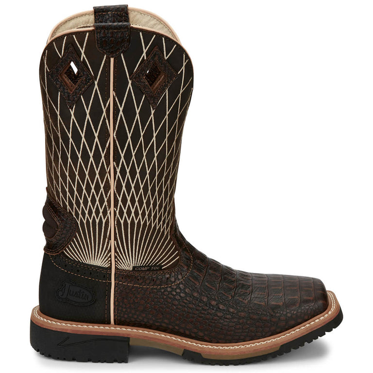 Justin Men's Derrickman 12" EH Composite Toe Boots, SE4833, Brown