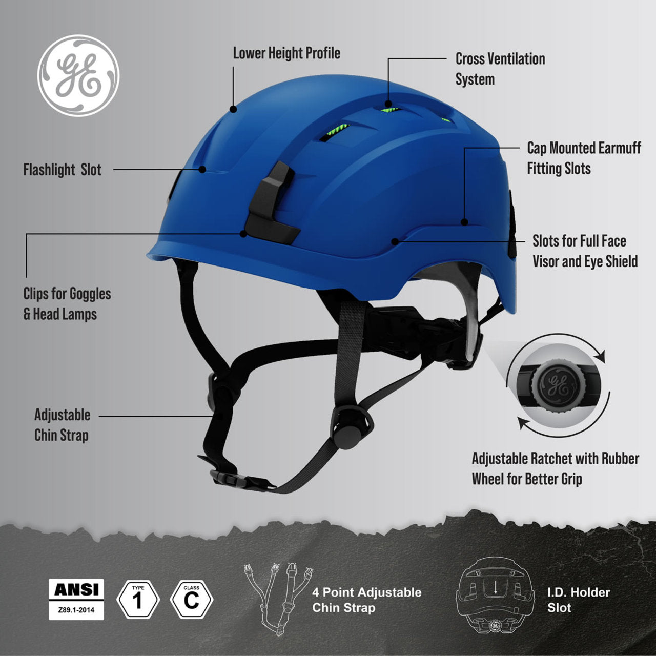 General Electric Type 1 Vented Safety Helmet - GH400