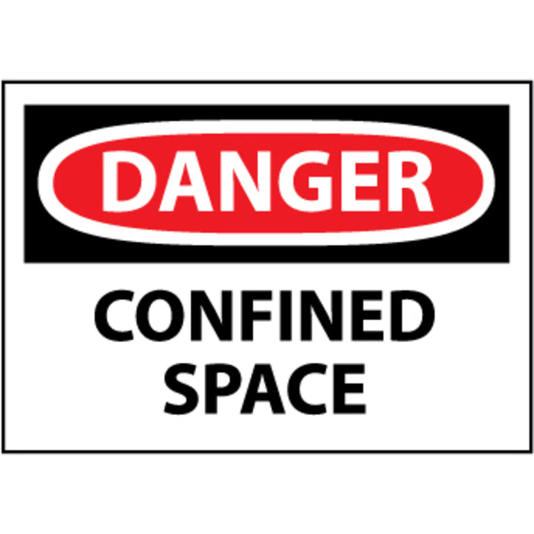 Danger Confined Space, 10x14 Pressure Sensitive Vinyl Sign