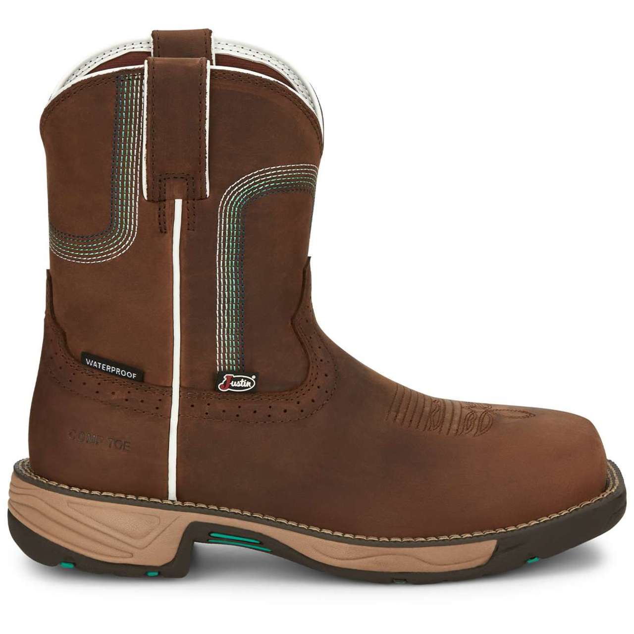 Justin Women's Stampede Rush 8" Waterproof EH Composite Toe Boots, SE4360, Brown