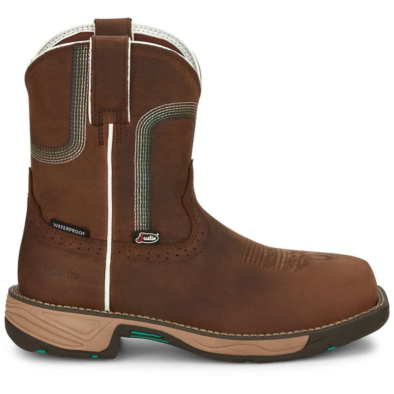 Justin Women's Stampede Rush 8" Waterproof EH Composite Toe Boots, SE4360, Brown