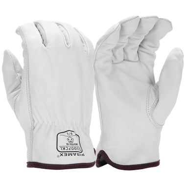 Pyramex GL3007CK Premium Grain Goatskin Leather Driver HPPE A6 Cut Gloves, White