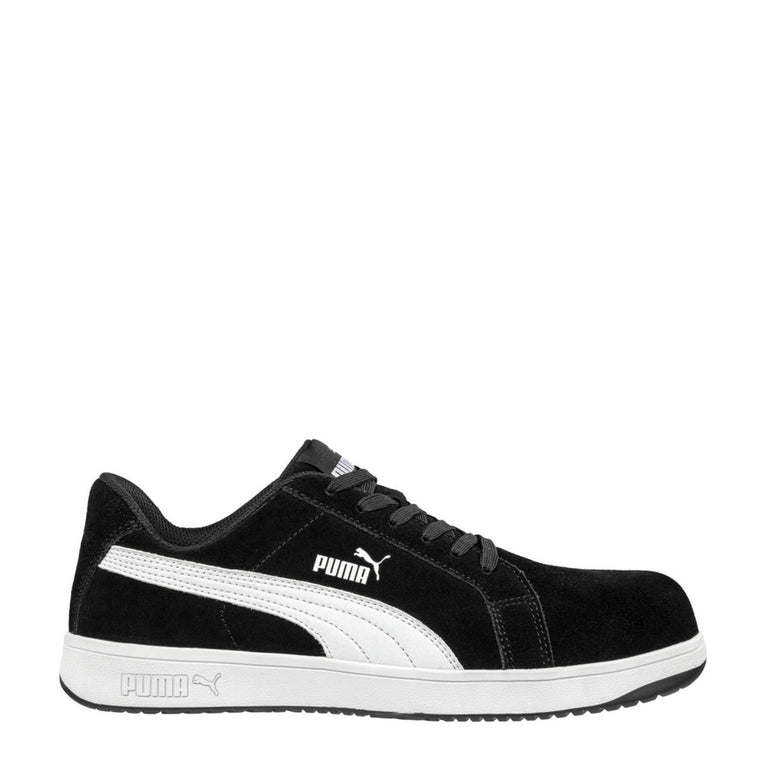 Puma Safety Women's Icon Suede Low EH Composite Toe Shoes, 640115, Black/White