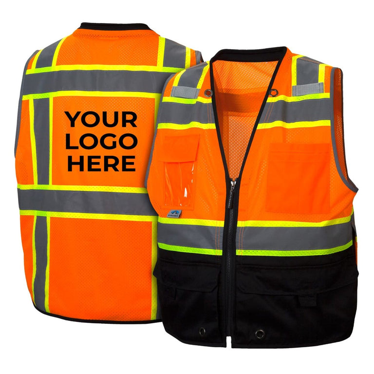 Custom Pyramex RVZ44B Type R Class 2 Hi-Vis Two-Tone Black Bottom Mesh Safety Vest