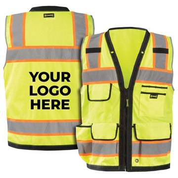 Custom OccuNomix Type R Class 2 Hi-Vis Two-Tone Surveyor Mesh Back Safety Vest, LUX-HDS2T
