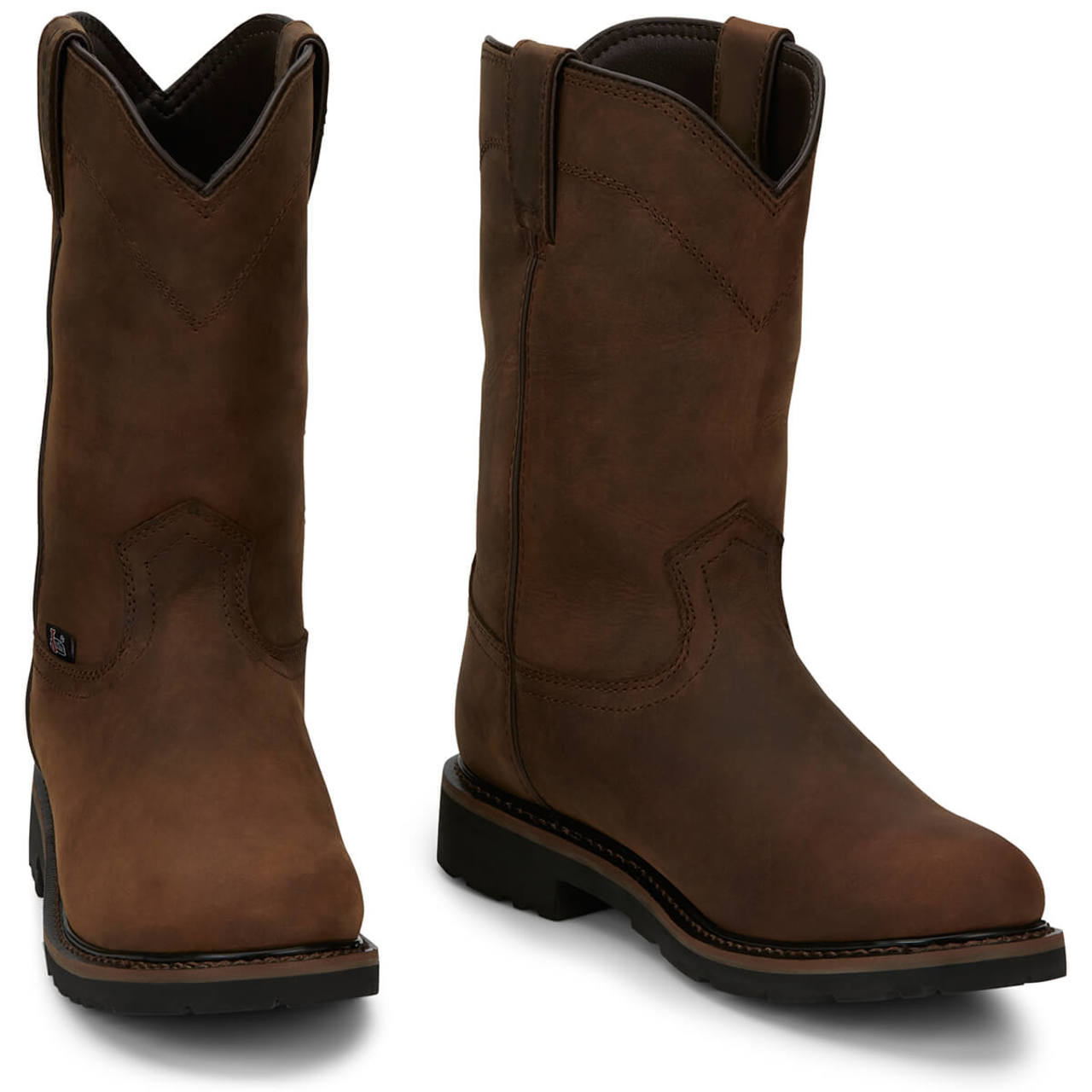 Justin Men's Drywall 10" Waterproof EH Soft Toe Boots, SE4960, Brown