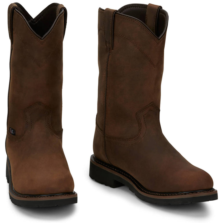 Justin Men's Drywall 10" Waterproof EH Soft Toe Boots, SE4960, Brown