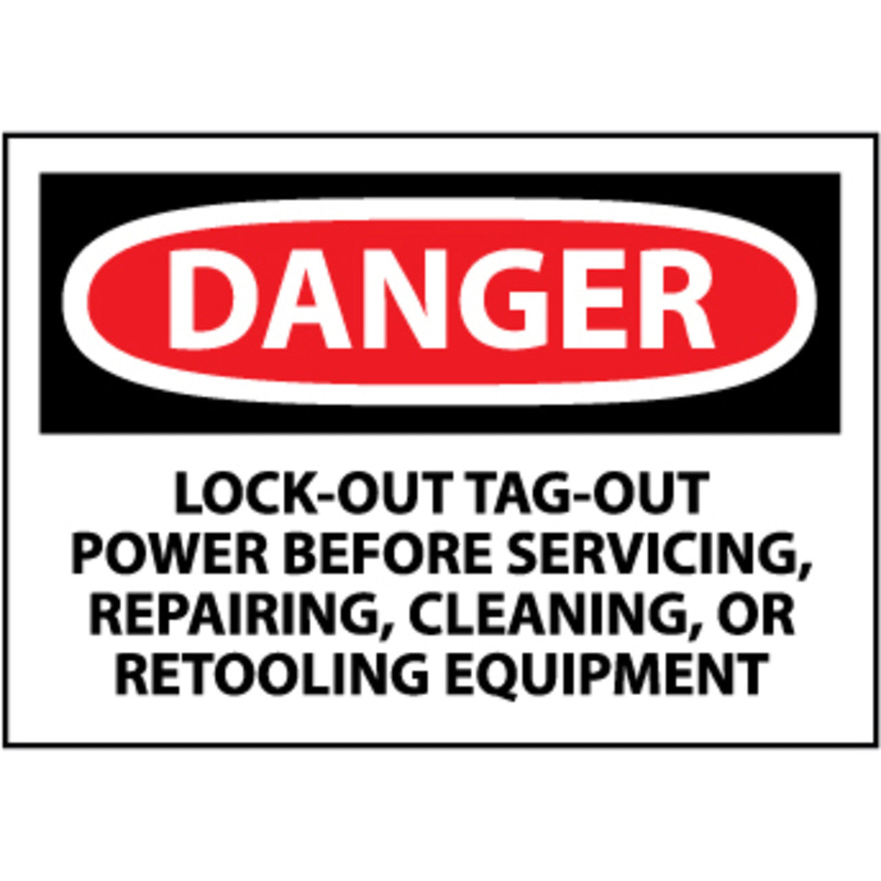 Danger Lockout Tagout Power Before Servicing Repairing Cleaning 3x5 Vinyl Safety Label 5 Per Package