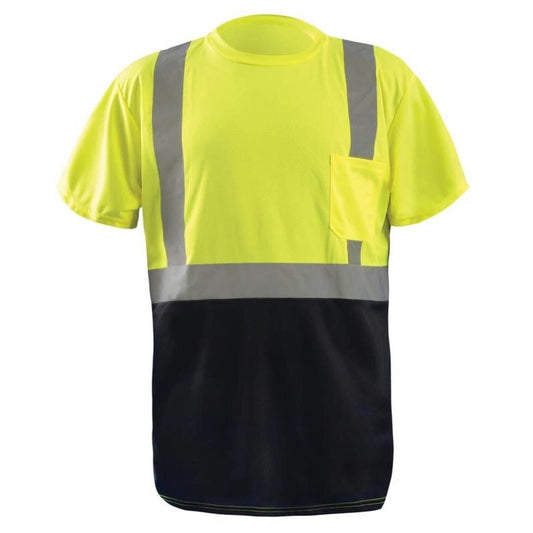 OccuNomix Type R Class 2 Hi-Vis Black Bottom T-Shirt, LUX-SSETPBK