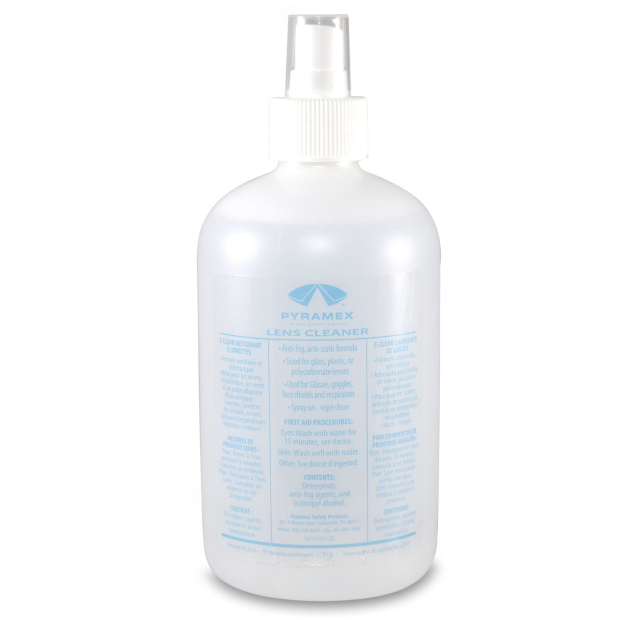 Pyramex LCB16 Lens Cleaner Pump Bottle, 16 oz
