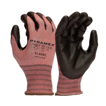 Pyramex GL408C A6 Cut Polyurethane Dipped Gloves, Red
