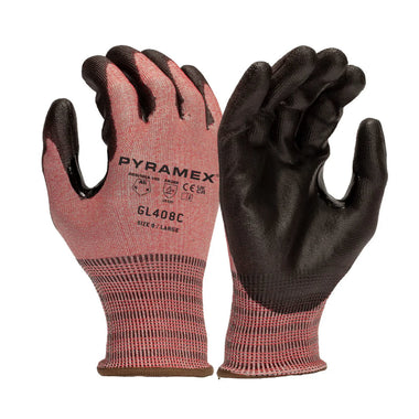 Pyramex GL408C A6 Cut Polyurethane Dipped Gloves, Red