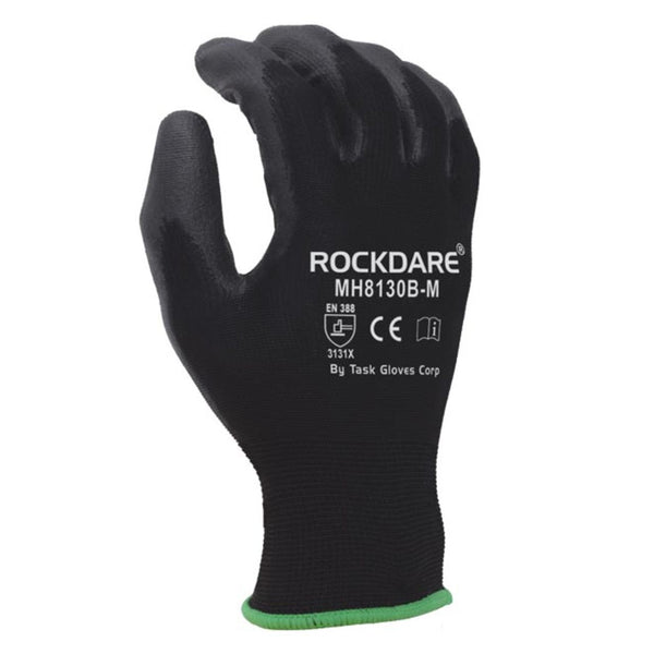 TASK 13G Black Polyurethane Coated Gloves, Black, MH8130B