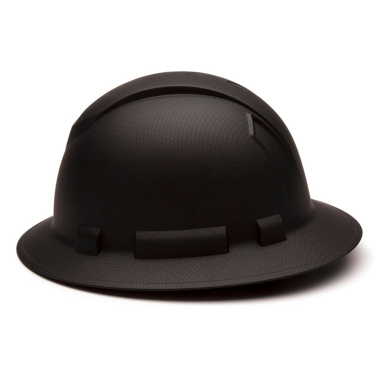 Pyramex Ridgeline Full Brim Hard Hat 4-Point Ratchet Suspension, HP54117, Black Graphite