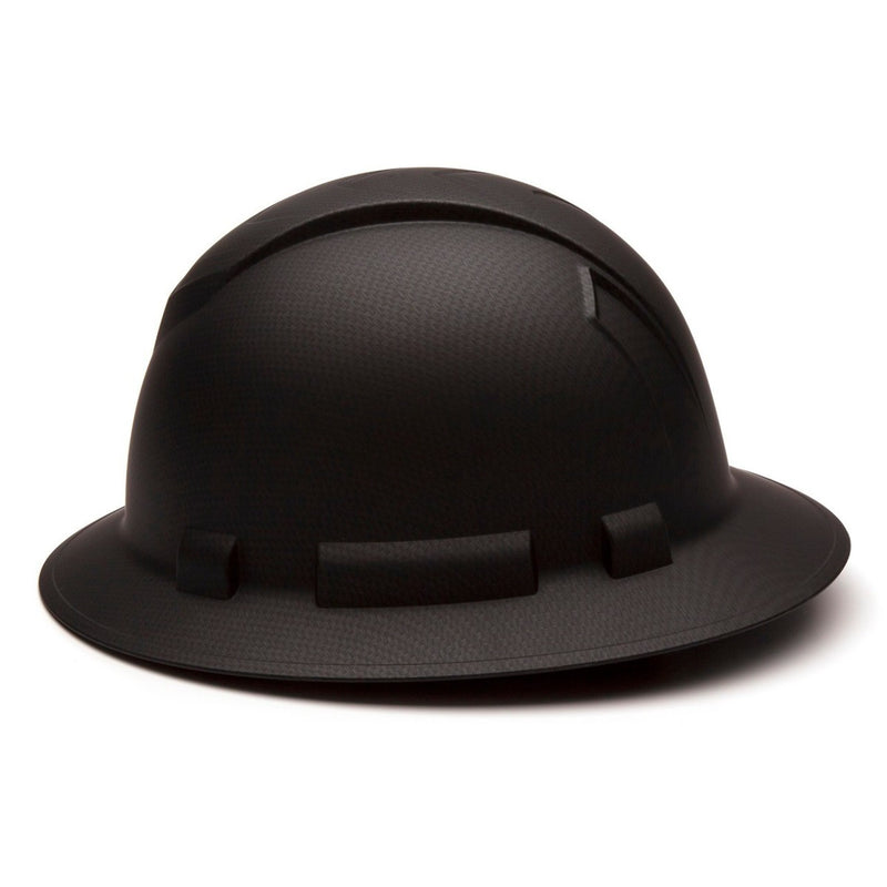 Pyramex Ridgeline Full Brim Hard Hat 4-Point Ratchet Suspension, HP54117, Black Graphite