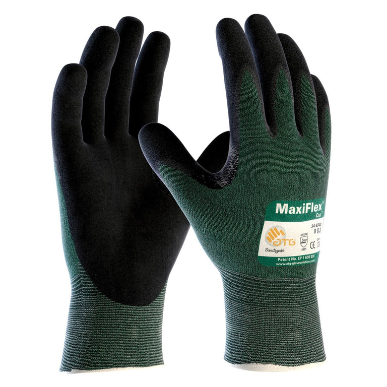 MaxiFlex 34-8743 A2 Cut Resistant Nitrile Coated Gloves, Green