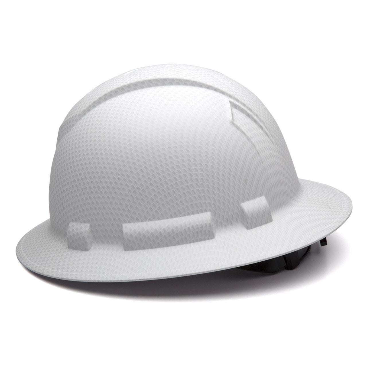 Pyramex Ridgeline Full Brim Hard Hat 4-Point Ratchet Suspension, HP54116, Matte-White Graphite