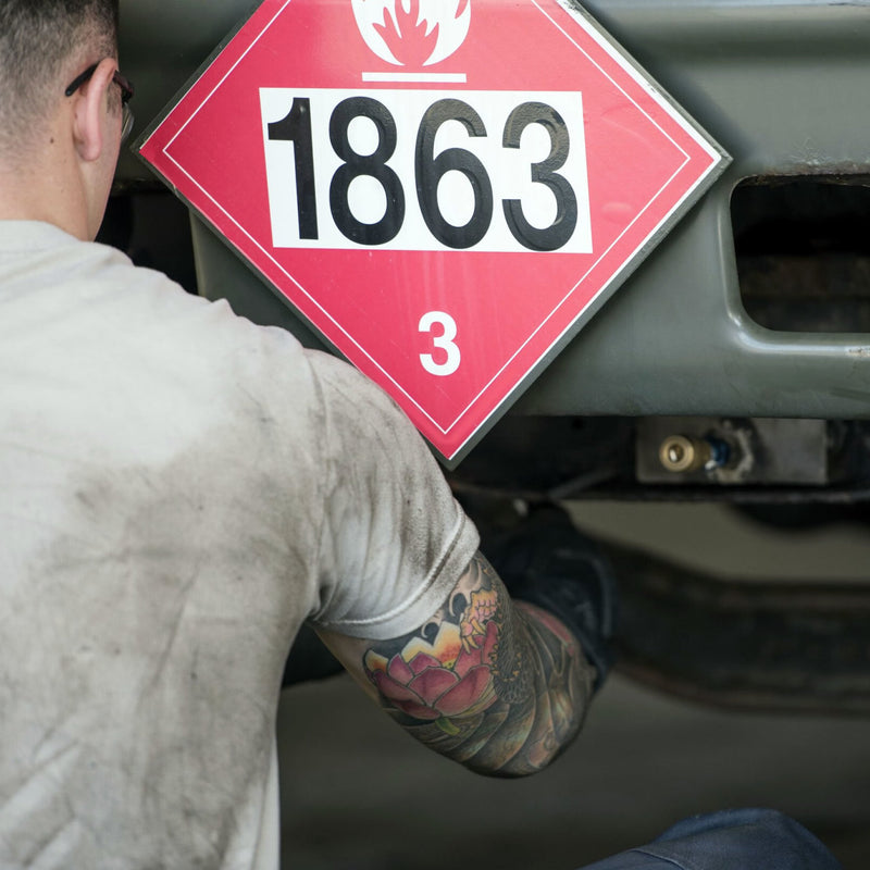 National Marker DL141BR Plastic DOT Placard, Hazard Class 3 - 1863 (Fuel, Aviation), 10 3/4in x 10 3/4in
