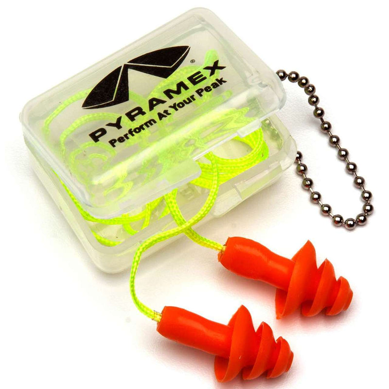 Pyramex RP3001PC NRR 25dB Reusable Corded Earplugs with Case, 1 Pair, Orange