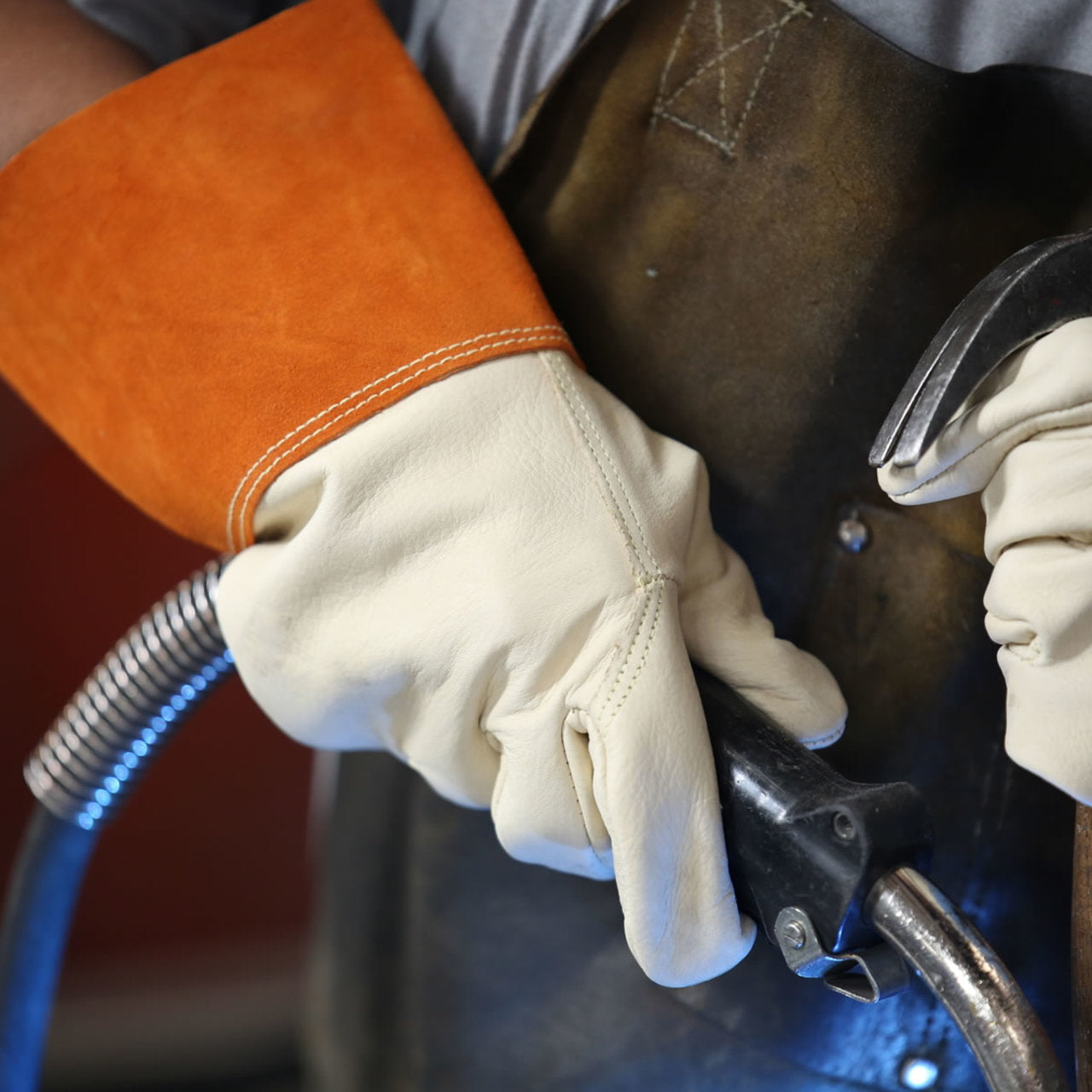 Pyramex GL6001W Premium Grain Cowhide Leather Welding Gloves, Natural