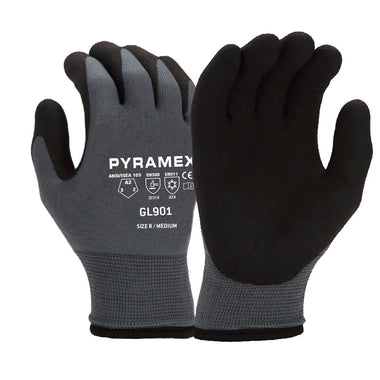 Pyramex Safety GL901 Insulated A2 Cut HPT Dipped Gloves, Gray