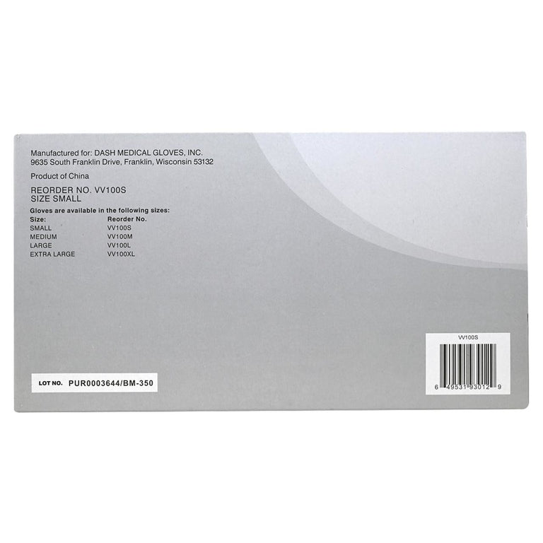 DASH VitalGard Vinyl Exam Grade Disposable Gloves, Clear, 3.9 mil, Box of 100