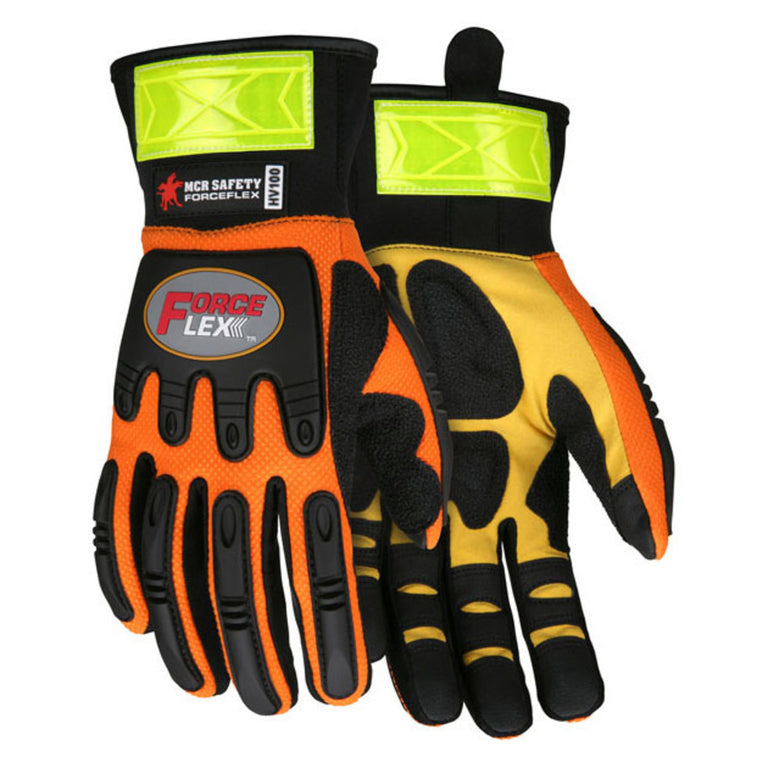 MCR Safety HV100 High-Vis Kevlar Padded Work Gloves - Single Pair