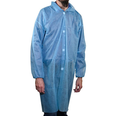 UMBO Blue Lab Coat with Velcro Closure - H243B - Box of 30