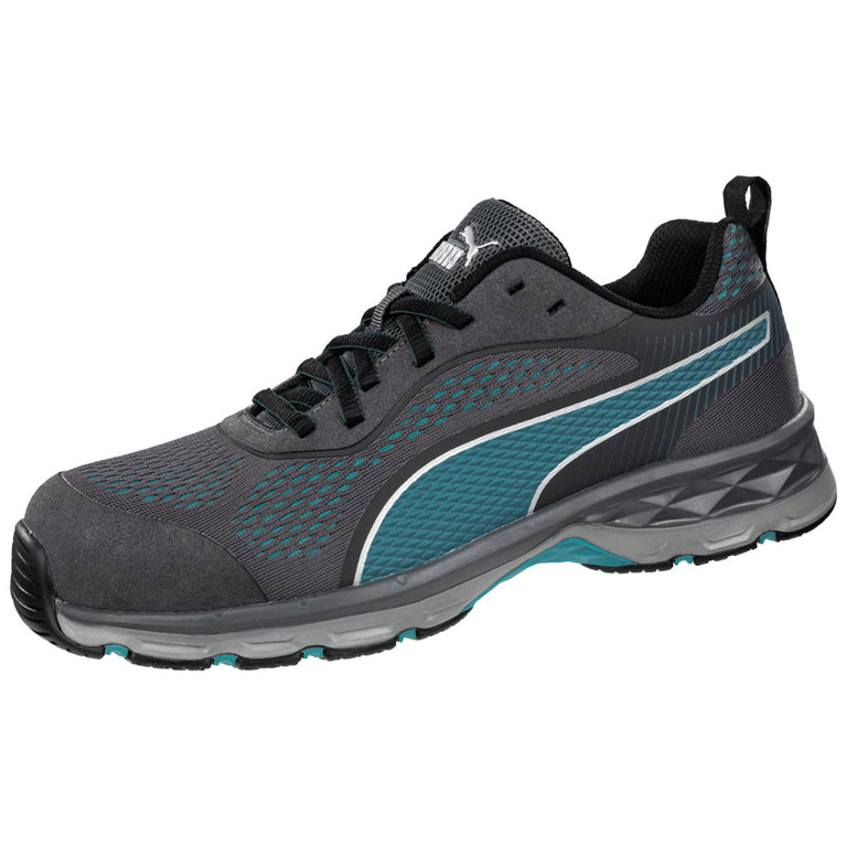 Puma Safety Women's Fuse Knit Low 2.0 Grey & Blue EH Composite Toe Shoes - 643905