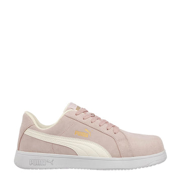 Puma Safety Women's Icon Suede Low EH Composite Toe Shoes, 640145, Pink/White