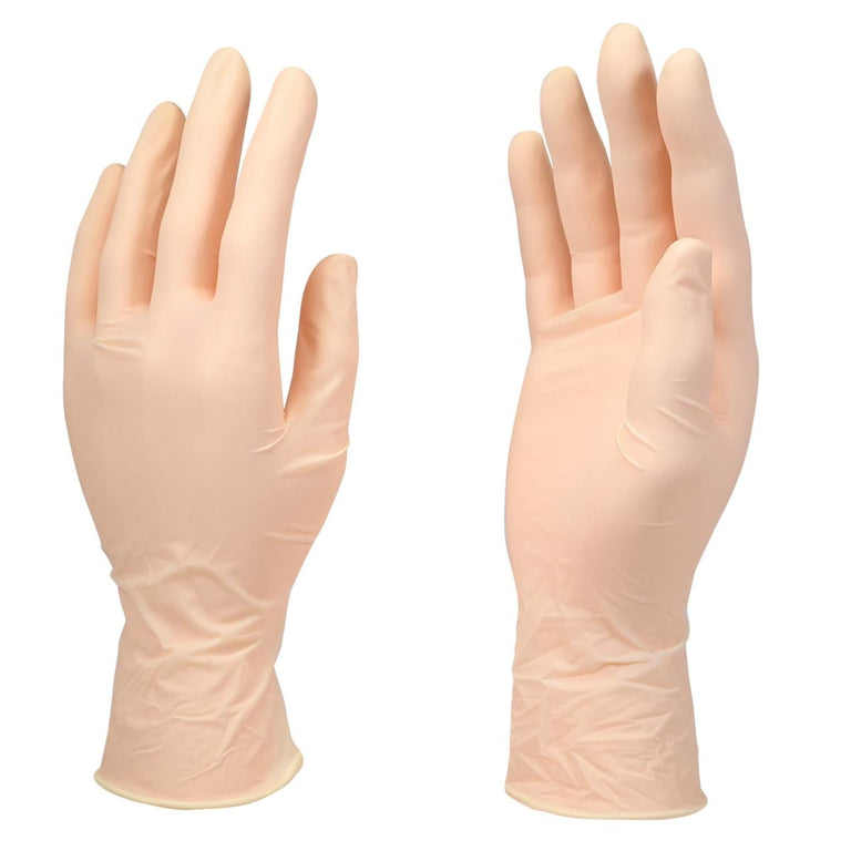 DASH VitalGard Latex Exam Grade Disposable Gloves, Natural, 4.7 mil, Box of 100