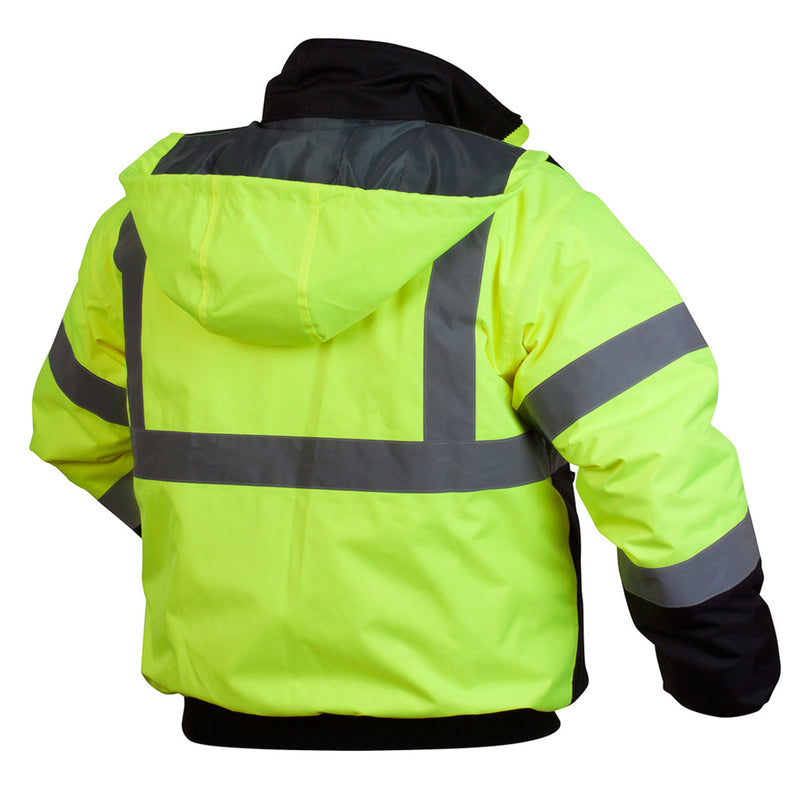 Custom Pyramex RJ32 Type R Class 3 Hi-Vis Waterproof Quilt Lined Jacket, Hi-Vis Lime Green