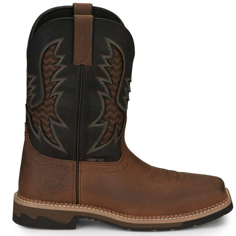 Justin Men's Bolt 11" EH Nano Composite Toe Boots, SE4113, Brown