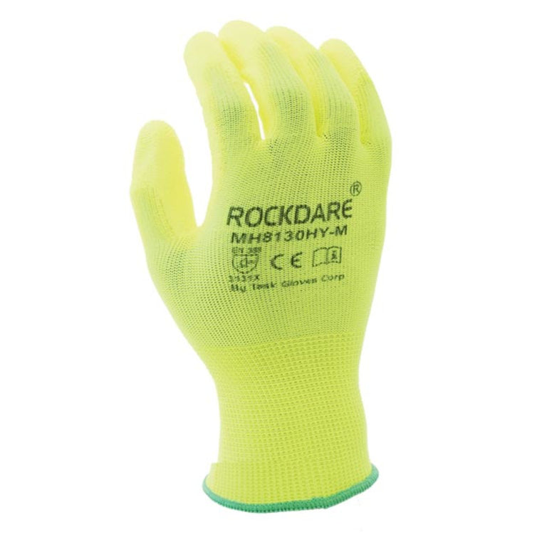TASK 13G Hi-Vis Polyurethane Coated Gloves, MH8130HY, Hi-Vis Yellow