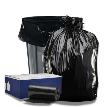 40-45 Gallon Trash Bags on Rolls - Black, 100 Bags - 1.5 Mil