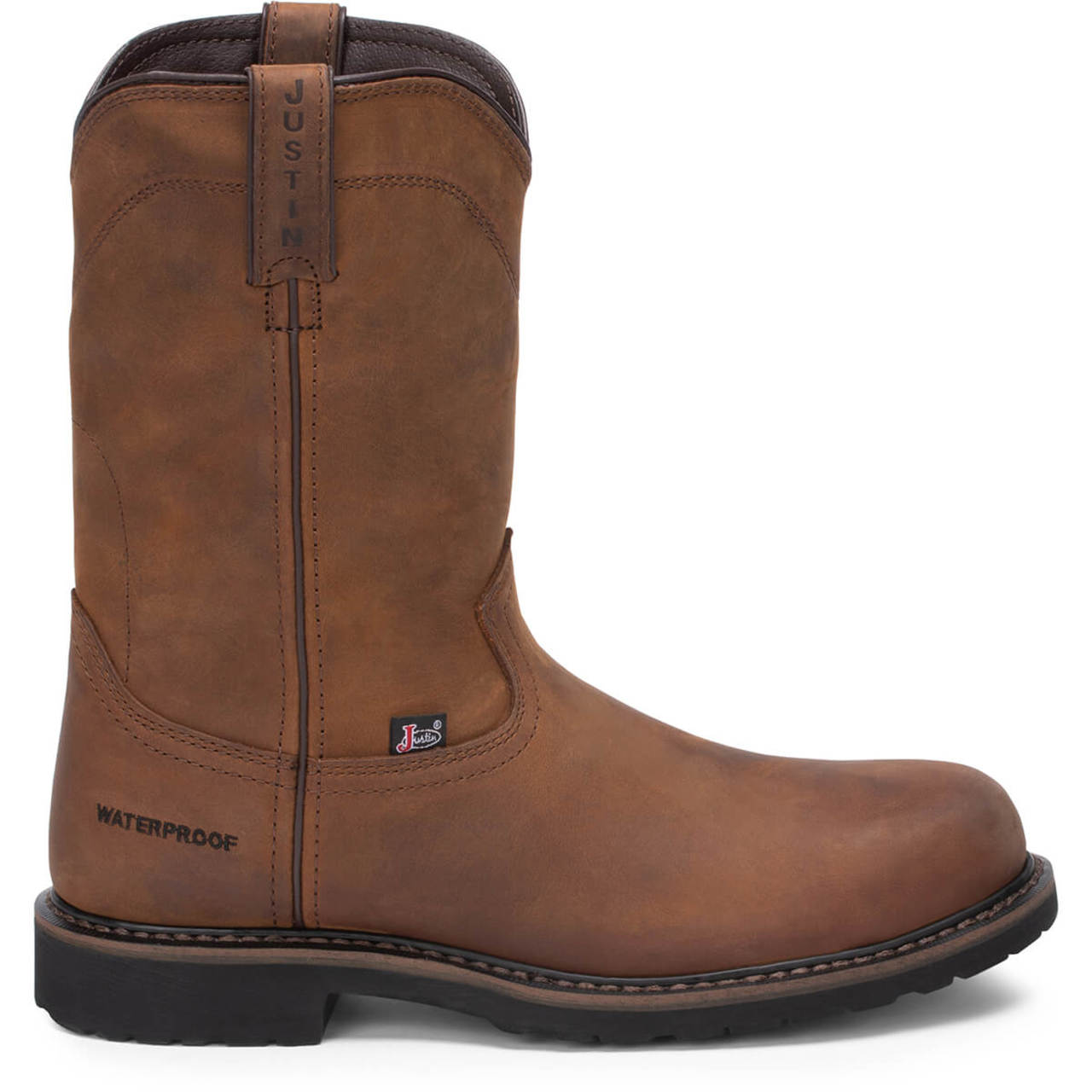Justin Men's Drywall 10" Waterproof EH Steel Toe Boots, SE4961, Brown