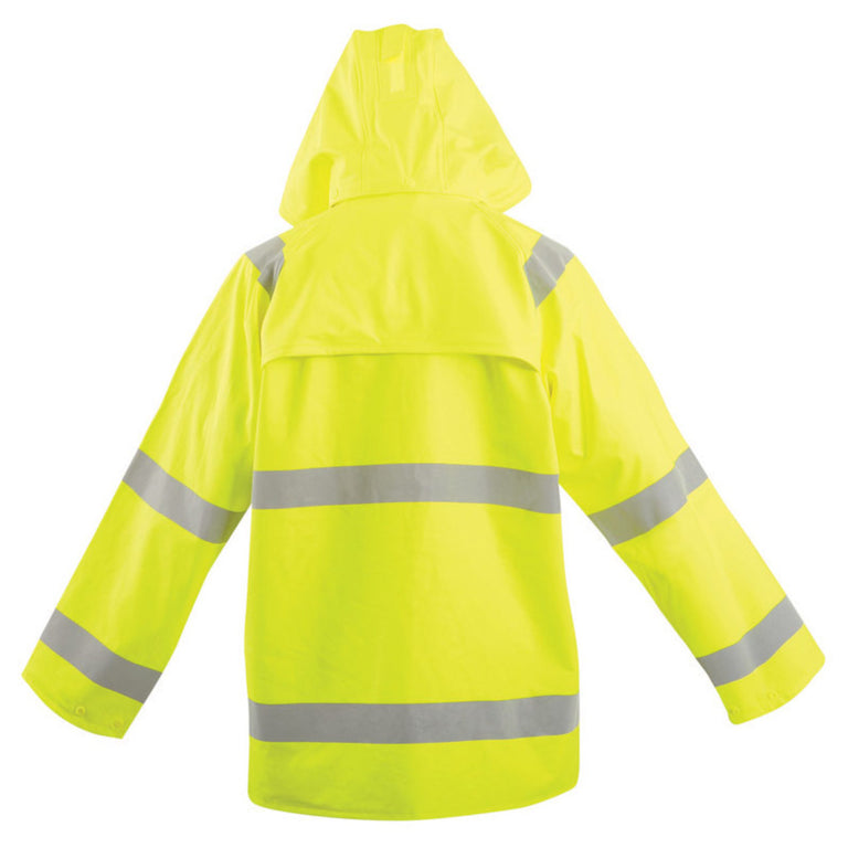 Occunomix Type R Class 3 Hi-Vis Flame Resistant Waterproof Rain Jacket, LUX-TJR/FR2