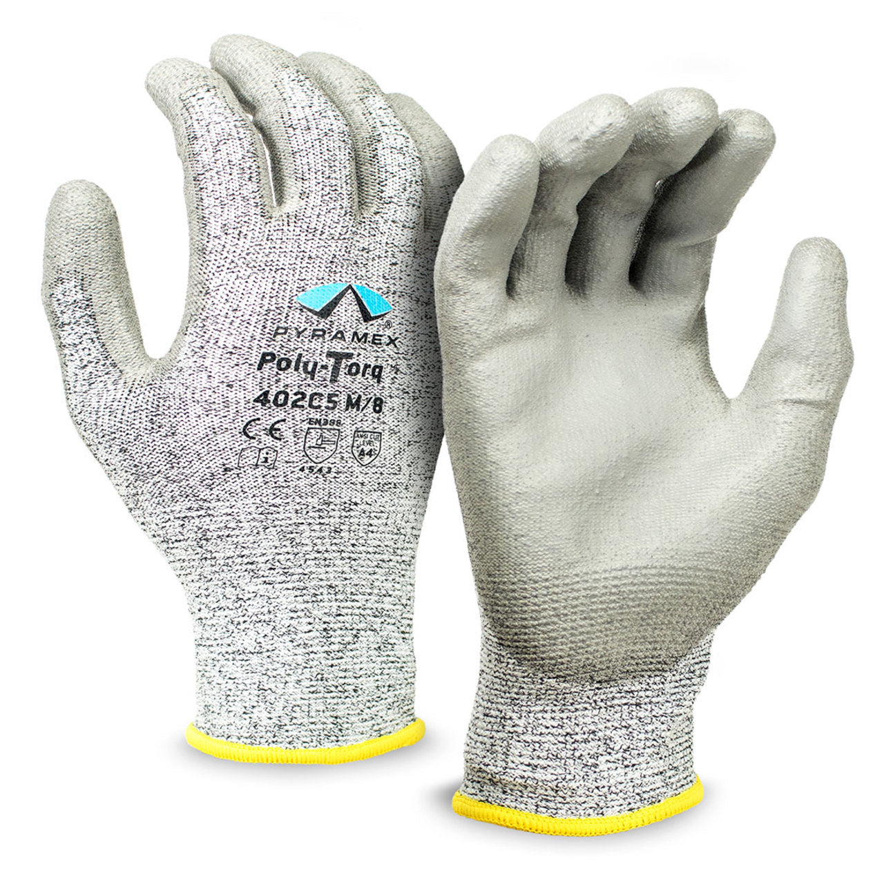Pyramex GL402C5 A4 Cut Polyurethane Dipped Gloves, Gray