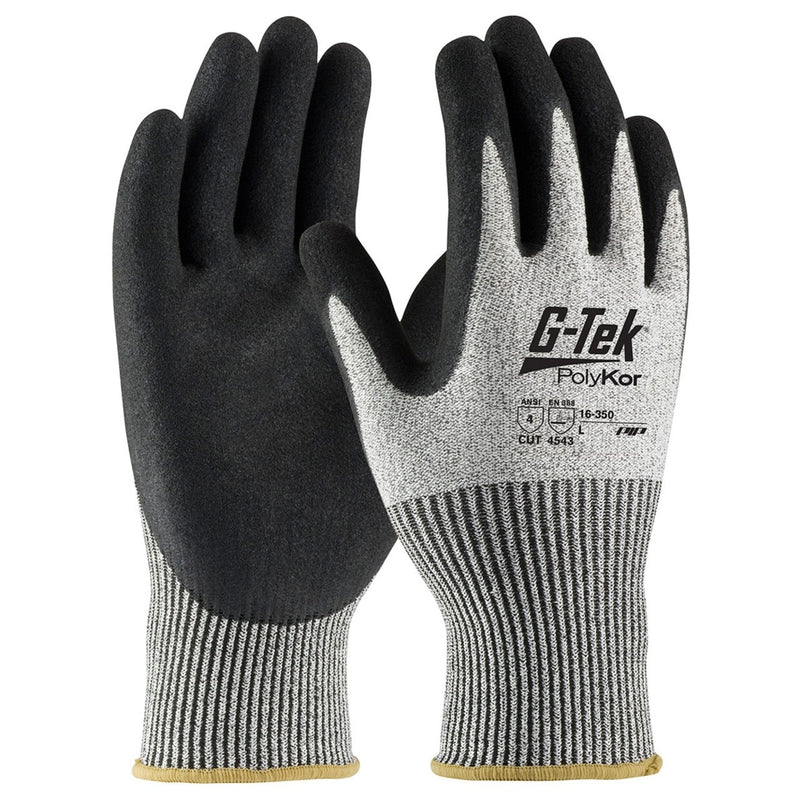 G-Tek PolyKor Gray A4 Cut Double-Dipped Nitrile Coated Gloves - 16-350
