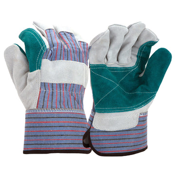 Pyramex Safety GL1006W Split Cowhide Leather Double Palm Gloves, Gray