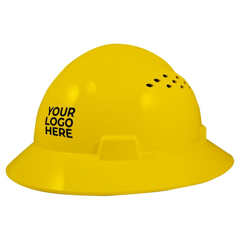 Custom General Electric Vented Full Brim Hard Hat 4-Point Ratchet Suspension, GH328