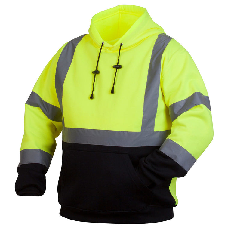 Custom Pyramex RSSH32 Type R Class 3 Hi-Vis Pullover Black Bottom Hooded Sweatshirt