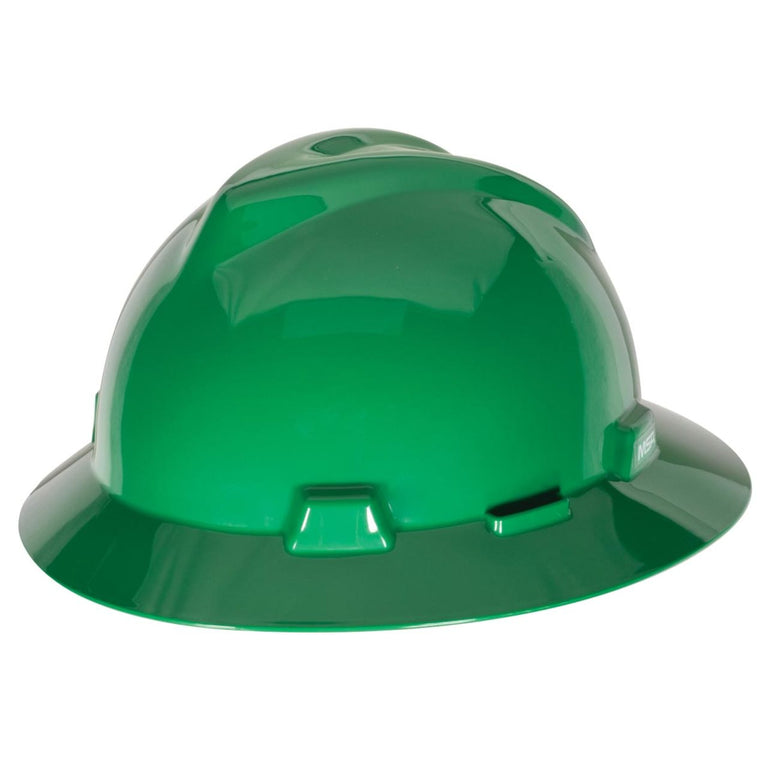 Custom MSA V-Gard Full Brim Hard Hat, Fas-Trac III Ratchet Suspension