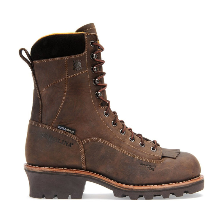 Carolina Men's Birch 8" Logger Waterproof EH Soft Toe Boots, CA7022, Brown