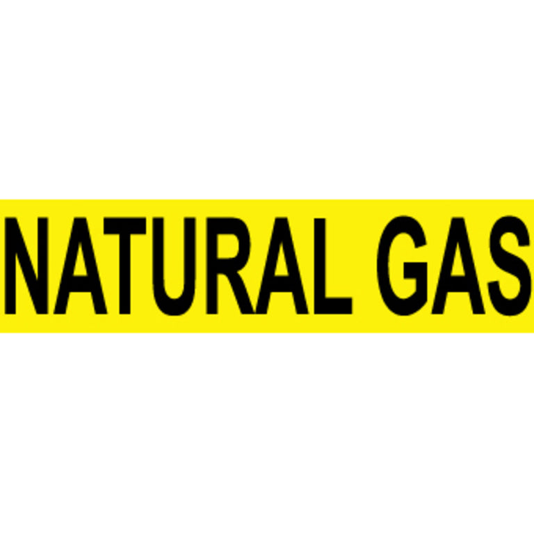 Natural Gas, Yellow, 1.125x7, Pressure Sensitive Vinyl, Pipemarker