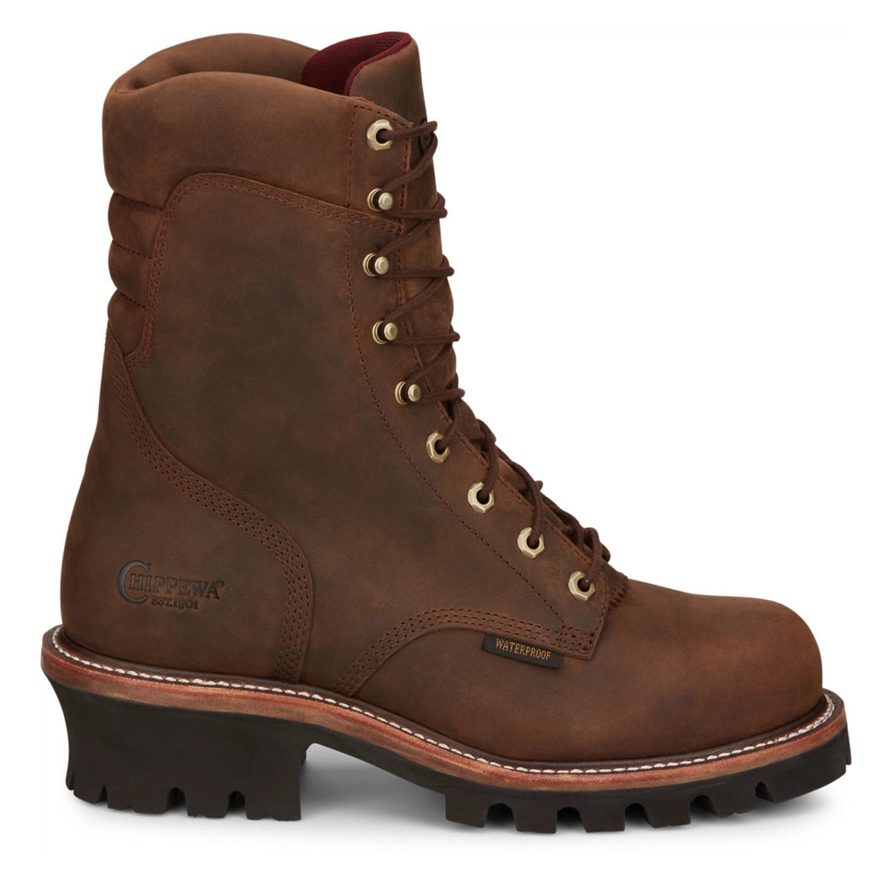 Chippewa Men's Super DNA 9" Logger Waterproof EH Steel Toe Boots, 59407, Tan