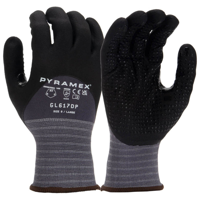 Pyramex GL617DP A1 Cut Dotted Micro Foam Nitrile Dipped Gloves, Gray