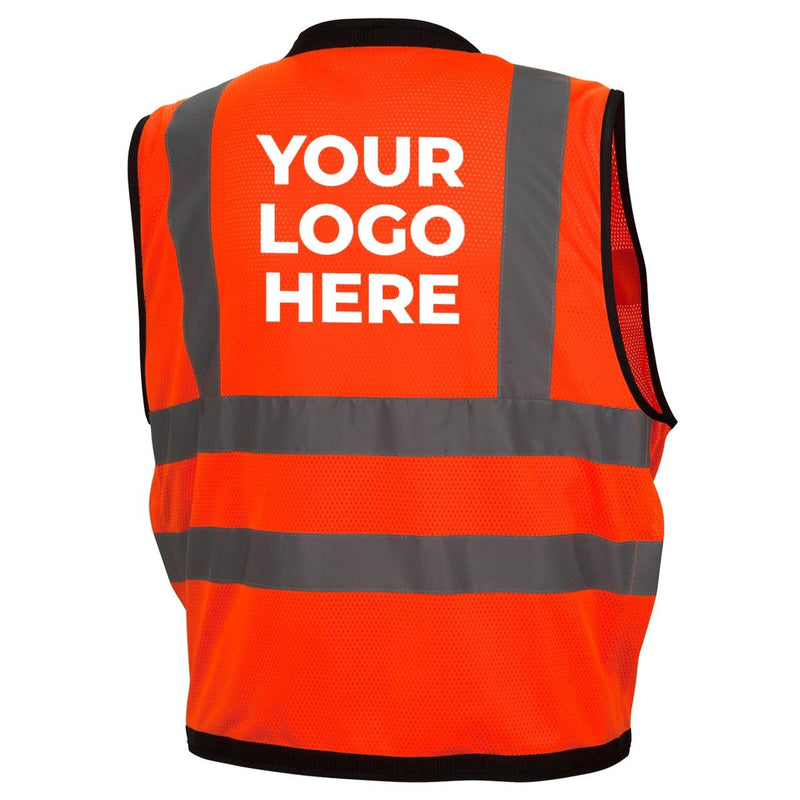 Custom Pyramex RVZ28 Type R Class 2 Hi-Vis Black Trim Mesh Safety Vest