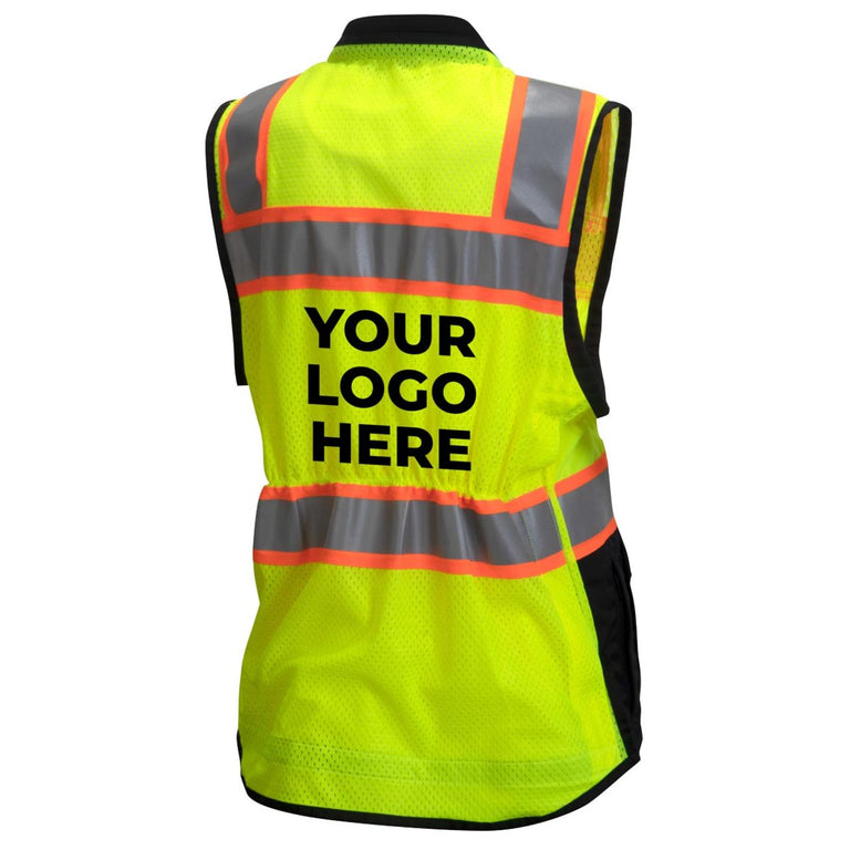 Custom Pyramex RVZF61 Women's Type R Class 2 Hi-Vis Black Bottom Safety Vest